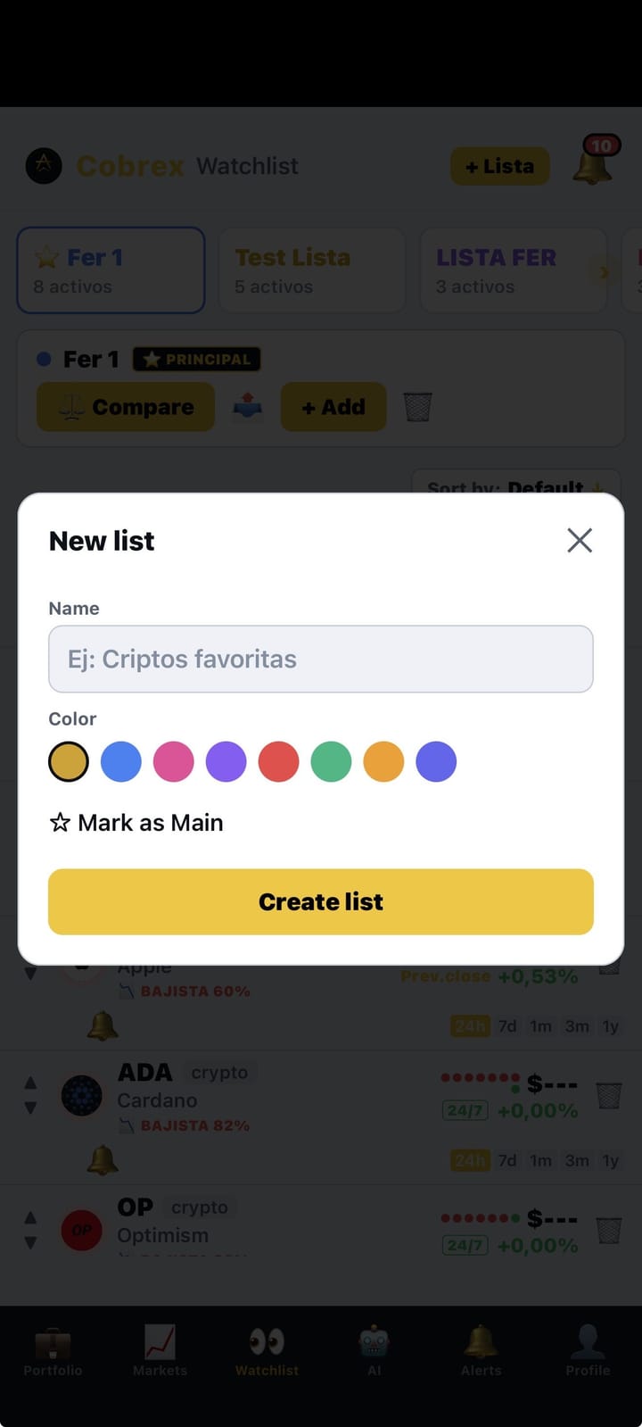 Crear listas personalizadas